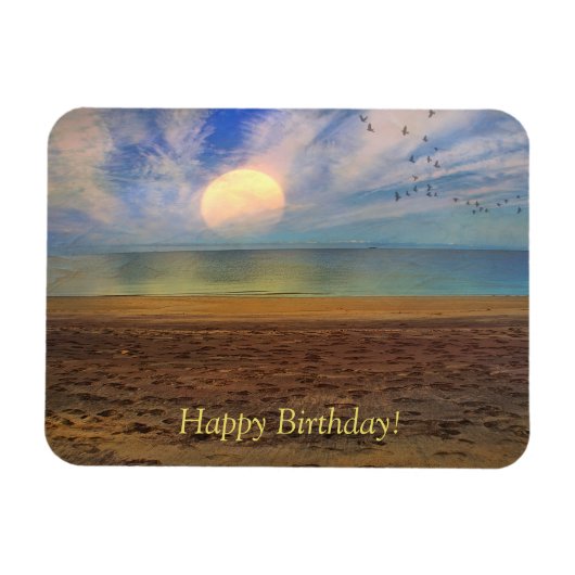 Happy Birthday Sunset Beach Magneet (Horizontaal)