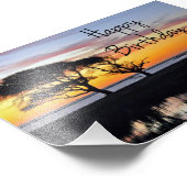 Happy Birthday Sunset on Beach Photo Print Foto Afdruk (Hoek)