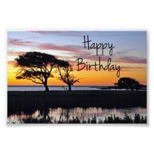 Happy Birthday Sunset on Beach Photo Print Foto Afdruk