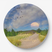 Happy Birthday Sunset Path to Beach Papieren Bordje (Voorkant)