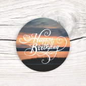 Happy Birthday Sunset Ronde Sticker