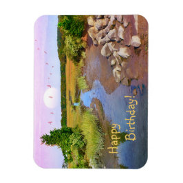 Happy Birthday Sunset Seashore Magneet