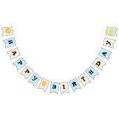 Happy Birthday Sunshine Blue en Gold Polka Dot Vlaggetjes (Alle)