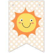 Happy Birthday Sunshine Blue en Gold Polka Dot Vlaggetjes (Eerste vlag)