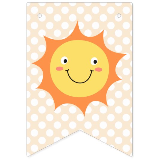 Happy Birthday Sunshine Blue en Gold Polka Dot Vlaggetjes (Eerste vlag)