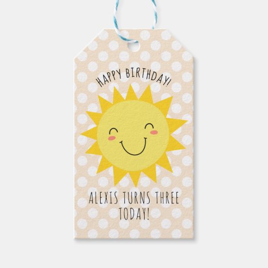 Happy Birthday Sunshine Party Gold Cadeaulabel (Voorkant)
