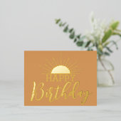 Happy Birthday Sunshine Real Gold Foil Folie Feestdagen Briefkaart (Staand Voorkant)