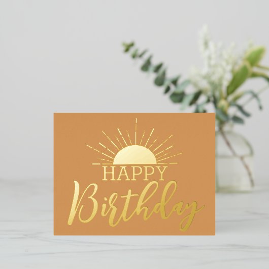 Happy Birthday Sunshine Real Gold Foil Folie Feestdagen Briefkaart (Staand Voorkant)