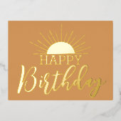 Happy Birthday Sunshine Real Gold Foil Folie Feestdagen Briefkaart (Voorkant)