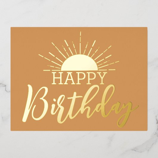 Happy Birthday Sunshine Real Gold Foil Folie Feestdagen Briefkaart (Voorkant)