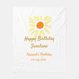 Happy birthday sunshine yellow orange birthday boh fleece deken