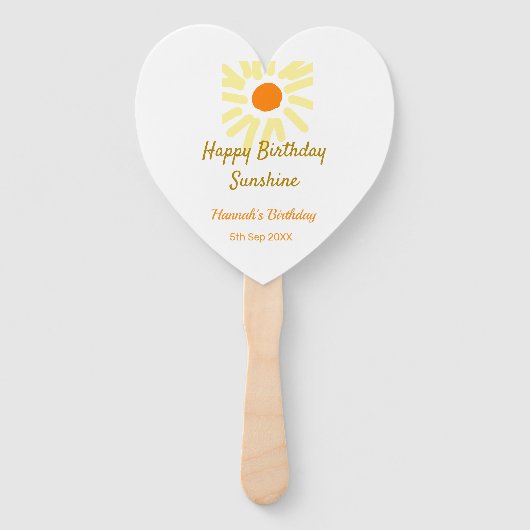 Happy birthday sunshine yellow orange birthday boh handwaaier (Voorkant)