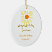 Happy birthday sunshine yellow orange birthday boh keramisch ornament (Rechts)