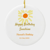 Happy birthday sunshine yellow orange birthday boh keramisch ornament (Achterkant)