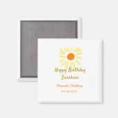 Happy birthday sunshine yellow orange birthday boh magneet (Voorkant / Achterkant)