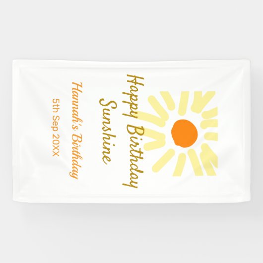 Happy birthday sunshine yellow orange birthday boh spandoek (Horizontaal)
