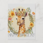 Happy Birthday Super Schattigee Giraffe Feestdagenkaart (Voorkant)