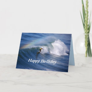 Happy Birthday Surfer met regenboog Kaart