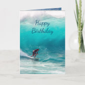 Happy Birthday Surfing Surfer Big Wave Kaart (Voorkant)