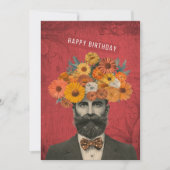 Happy Birthday Surreal Flower Gent Kaart (Voorkant)