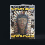 "Happy Birthday Survivor!" Kaart<br><div class="desc">Motto Birthday Card. Ontworpen als een Get Well Greetings Card in het ziekenhuis op een verjaardag.  "Happy Birthday Survivor!" Native American Chief Afbeelding. Ontwerp door GJLC ~ JackCrisp.co.uk</div>