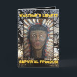 "Happy Birthday Survivor!" Kaart<br><div class="desc">Motto Birthday Card. Ontworpen als een Get Well Greetings Card in het ziekenhuis op een verjaardag.  "Happy Birthday Survivor!" Native American Chief Afbeelding. Ontwerp door GJLC ~ JackCrisp.co.uk</div>