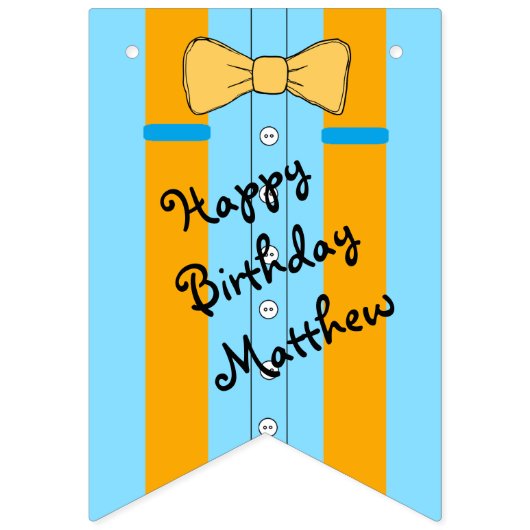 Happy Birthday Suspenders en Bow Stropdas Vlaggetjes (Derde vlag)