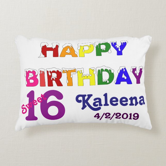 Happy Birthday Sweet 16 Decoratief Kussen (Voorkant)