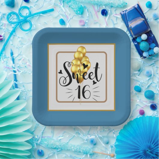 Happy Birthday Sweet 16 papieren Borden Papieren Bordje (Feest)