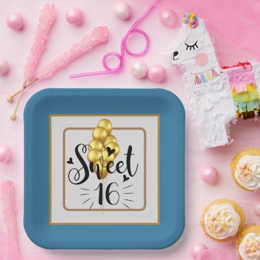 Happy Birthday Sweet 16 papieren Borden Papieren Bordje (Feest)