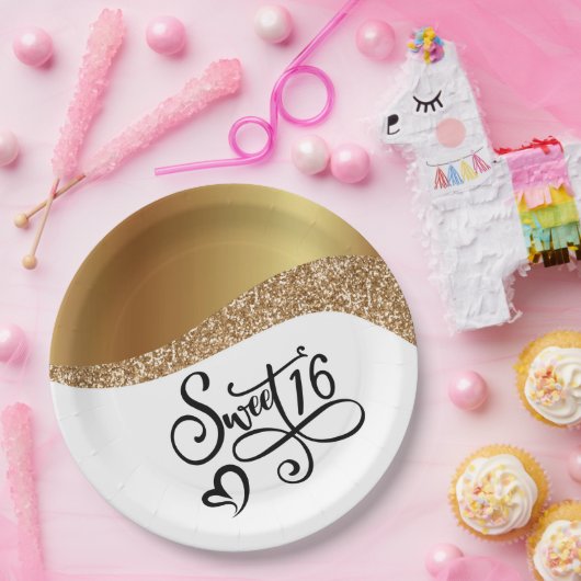 Happy Birthday Sweet 16 Papieren Bordje (Feest)