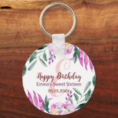 Happy Birthday Sweet 16 Party bevoordeelt roze flo Sleutelhanger (Voorkant)