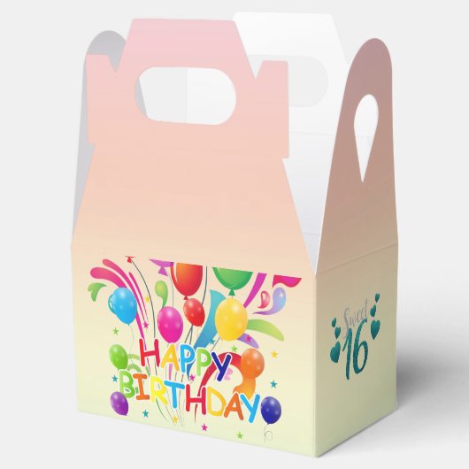 Happy Birthday Sweet 16 Zestien Gable Favor Box Bedankdoosjes (Geopend)