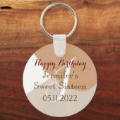 Happy Birthday Sweet 16 Zestien Monogram naam Sleutelhanger (Voorkant)