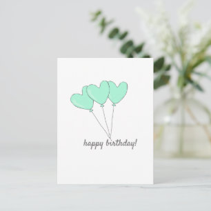 Happy Birthday - Sweet Blauwgroen Heart Shaped Bal Briefkaart