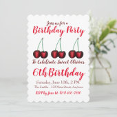 Happy Birthday Sweet Cherry Cherry Fruit Print Kaart (Staand voorkant)
