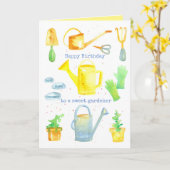 Happy Birthday Sweet Gardener Tuinieren Tools Kaart (Gele Bloem)