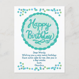 Happy Birthday Sweet Hand Lettered Cake Confetti Briefkaart