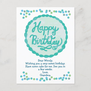 Happy Birthday Sweet Hand Lettered Cake Confetti Briefkaart