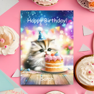 Happy Birthday Sweet Kat met taart personaliseren Kaart