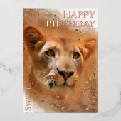 Happy Birthday Sweet Lioness Folie Feestdagenkaart (Voorkant)