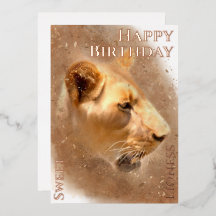 Happy Birthday Sweet Lioness Folie Holiday Card