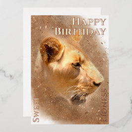 Happy Birthday Sweet Lioness Folie Holiday Card Folie Feestdagenkaart