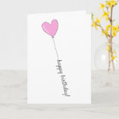 Happy Birthday - Sweet Pink Heart Shaped Balloon Kaart (Gele Bloem)