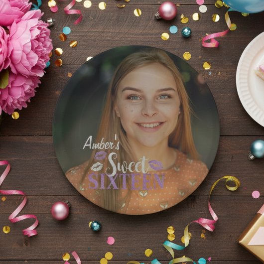 Happy Birthday Sweet Sixteen fotopapier Bord
