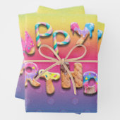 Happy Birthday Sweet Treert Colorful Inpakpapier Vel (In situ)