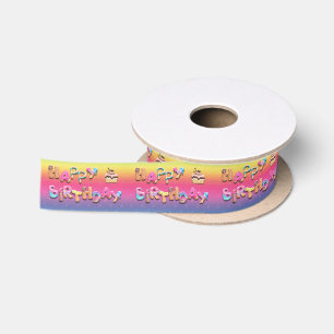 Happy Birthday Sweet Treert Colorful Satijnen Lint