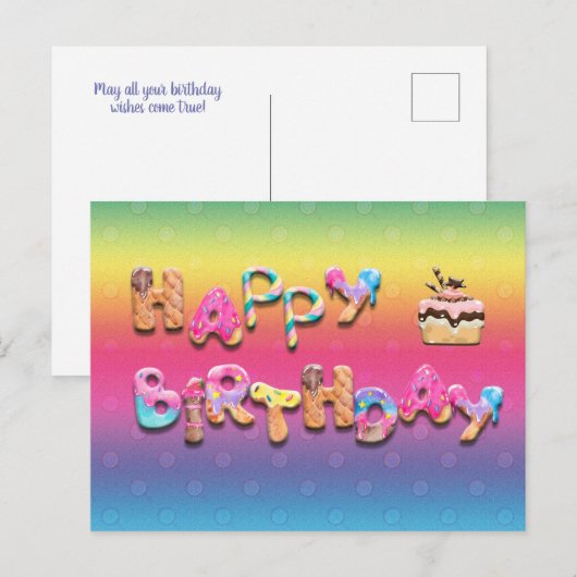 Happy Birthday Sweet verwerkt aangepaste tekst ach Briefkaart (Voorkant / Achterkant)