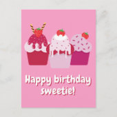 Happy Birthday Sweetie Cute Strawberry Shortcakes Briefkaart (Voorkant)