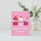 Happy Birthday Sweetie Cute Strawberry Shortcakes Briefkaart (Staand voorkant)